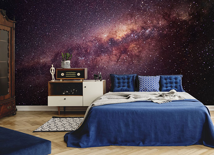 Kosmiczny pejzaż w sypialni 